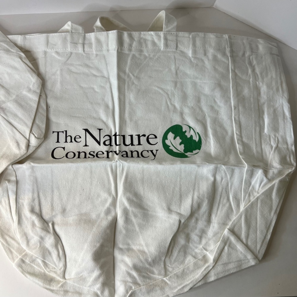 The Nature Conservancy Tote Bags 1 Large 1 Small White Canvas NWT Eco‎ Friendly